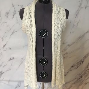 White Fluffy Knit Decree Vest Size M